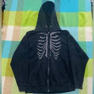 Y2K Skeleton rhinestones full zip hoodie
